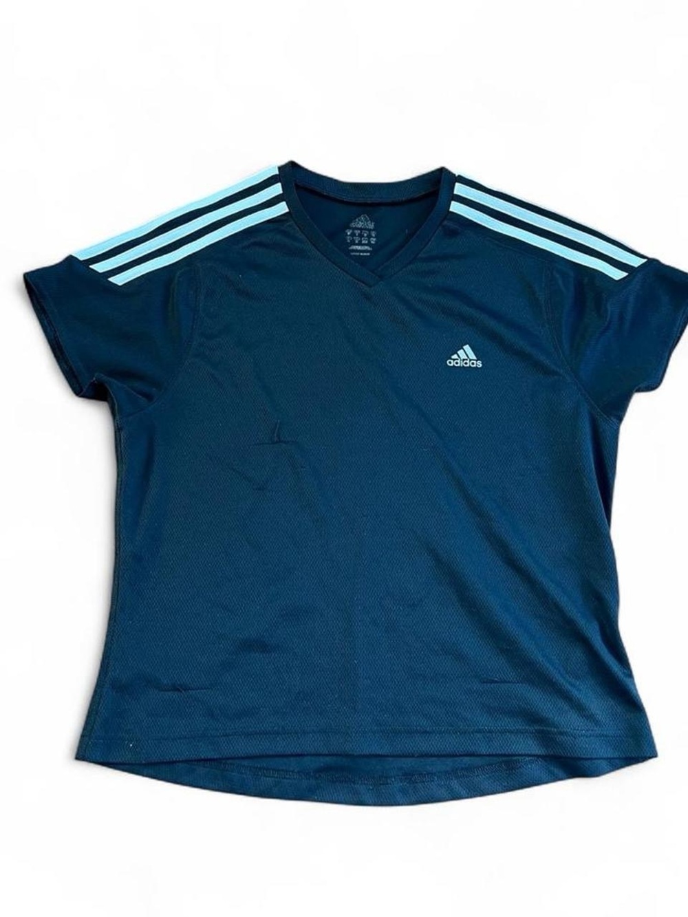 adidas black Athletic V-Neck Tee white Stripes sportswear jersey sport y2k M GUC